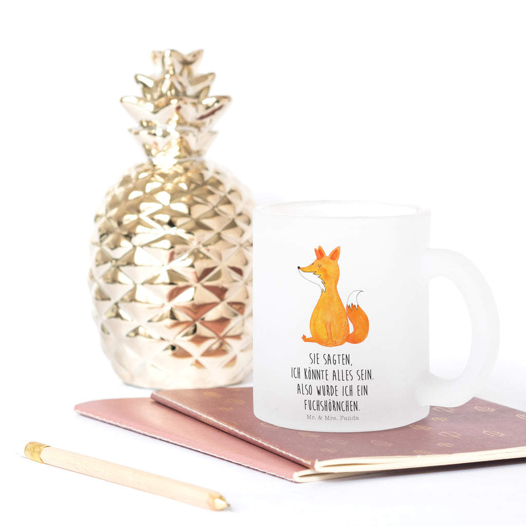 Teetasse Fuchshörnchen Wunsch Teetasse, Teeglas, Teebecher, Tasse mit Henkel, Tasse, Glas Teetasse, Teetasse aus Glas, Einhorn, Einhörner, Einhorn Deko, Pegasus, Unicorn, Fuchs, Unicorns, Fuchshörnchen, Fuchshorn, Foxycorn, Füchse