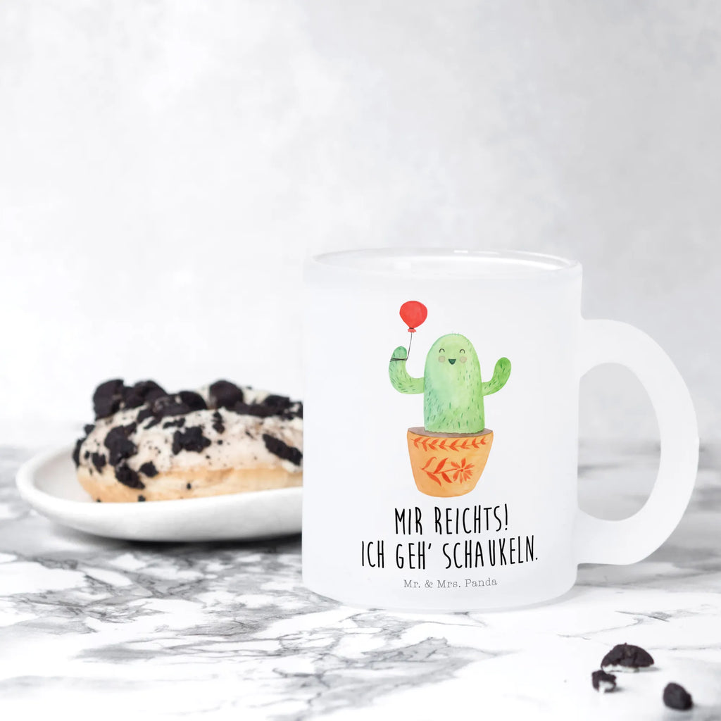 Teetasse Kaktus Luftballon Teetasse, Teeglas, Teebecher, Tasse mit Henkel, Tasse, Glas Teetasse, Teetasse aus Glas, Kaktus, Kakteen, Luftballon, Neustart, Freude, Büro, Stress, Büroalltag, Freundin, Freund, Ausbildung, Prüfung