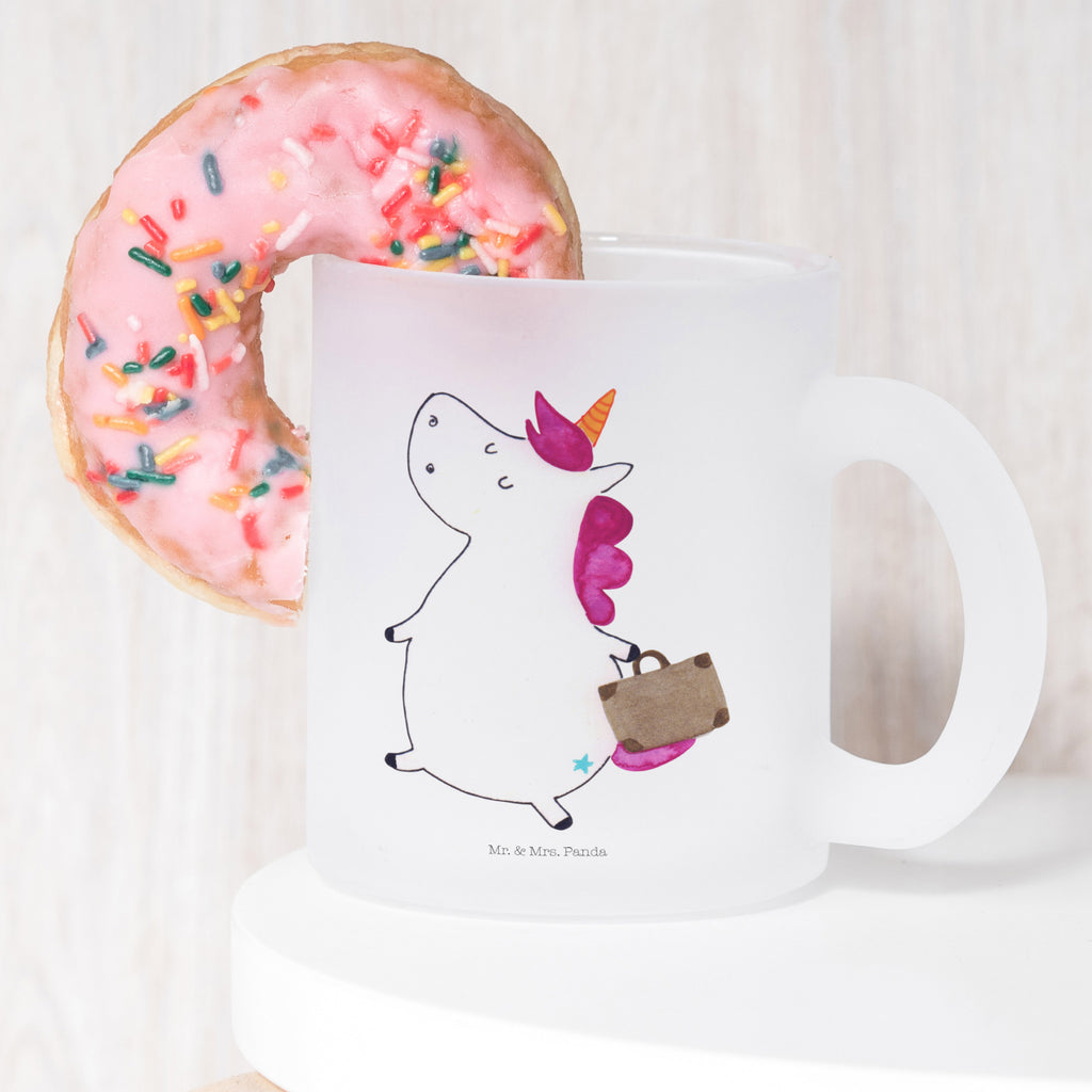 Teetasse Einhorn Koffer Teetasse, Teeglas, Teebecher, Tasse mit Henkel, Tasse, Glas Teetasse, Teetasse aus Glas, Einhorn, Einhörner, Einhorn Deko, Pegasus, Unicorn, unicorn, Koffer, Verreisen, Reise, Gepäck, Abenteuer, Erwachsen, Kind, albern, Spaß, lustig, witzig