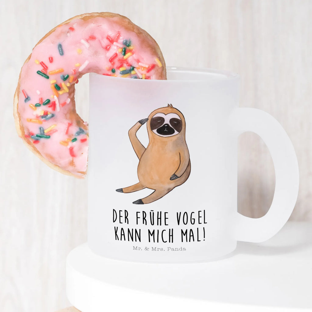 Teetasse Faultier Vogel zeigen Teetasse, Teeglas, Teebecher, Tasse mit Henkel, Tasse, Glas Teetasse, Teetasse aus Glas, Faultier, Faultier Geschenk, Faultier Deko, Faultiere, faul, Lieblingstier, Spinner, früher Vogel, der frühe Vogel, Frühaufsteher, Morgenmuffel, Vogel, Faultierwelt