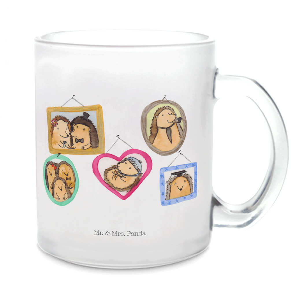 Teetasse Igel Familie Teetasse, Teeglas, Teebecher, Tasse mit Henkel, Tasse, Glas Teetasse, Teetasse aus Glas, Familie, Vatertag, Muttertag, Bruder, Schwester, Mama, Papa, Oma, Opa, Liebe, Igel, Bilder, Zusammenhalt, Glück