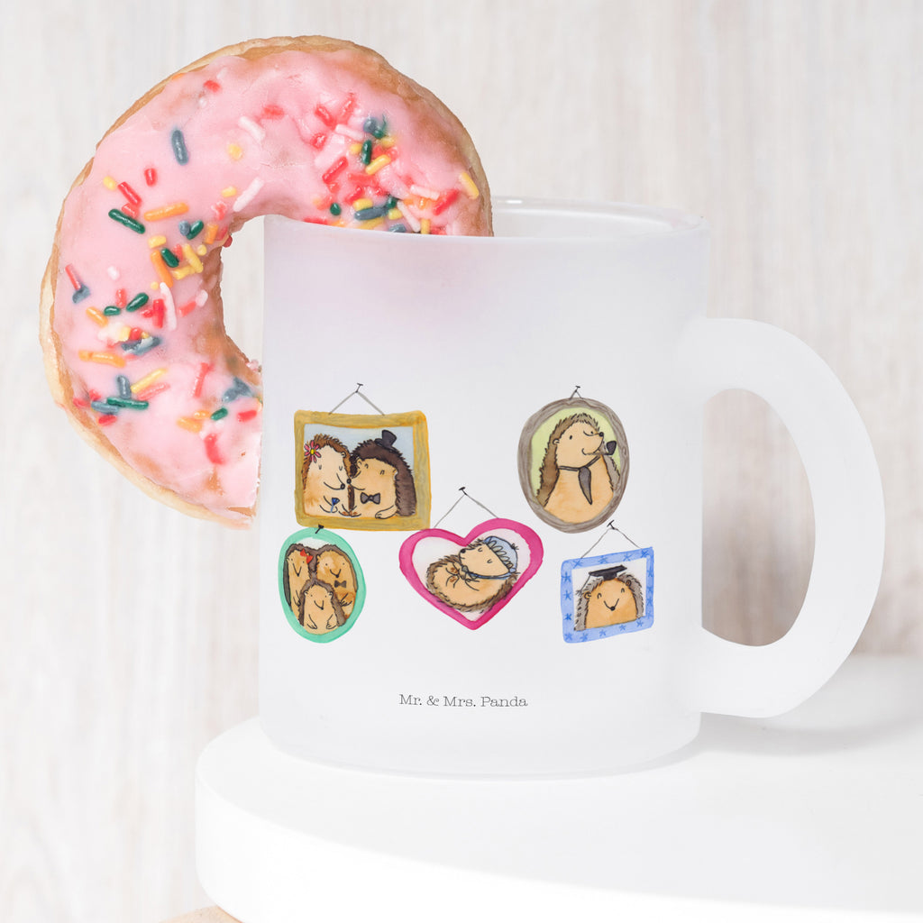 Teetasse Igel Familie Teetasse, Teeglas, Teebecher, Tasse mit Henkel, Tasse, Glas Teetasse, Teetasse aus Glas, Familie, Vatertag, Muttertag, Bruder, Schwester, Mama, Papa, Oma, Opa, Liebe, Igel, Bilder, Zusammenhalt, Glück