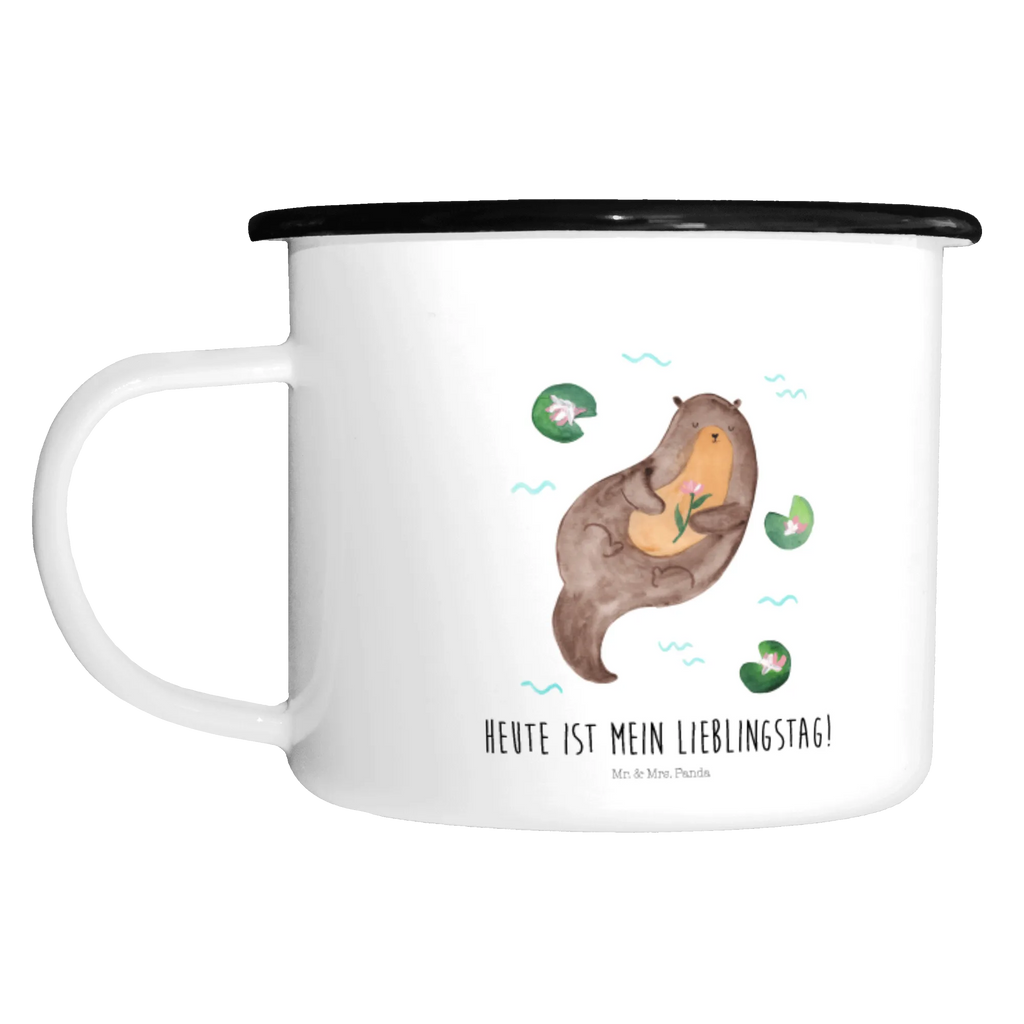 XL Emaille Tasse Otter mit Seerose XL Emaille Tasse, Metalltasse, Kaffeetasse, Tasse, Becher, Kaffeebecher, Camping, Campingbecher, Tassendruck, Metall-Tasse, Deko-Becher, emailliert, Outdoor Tasse, Trinkbecher, bruchsicher, Emaille-Optik, Motivtasse, Outdoor Kaffeetasse, Otter, Fischotter, Seeotter, Otter Seeotter See Otter