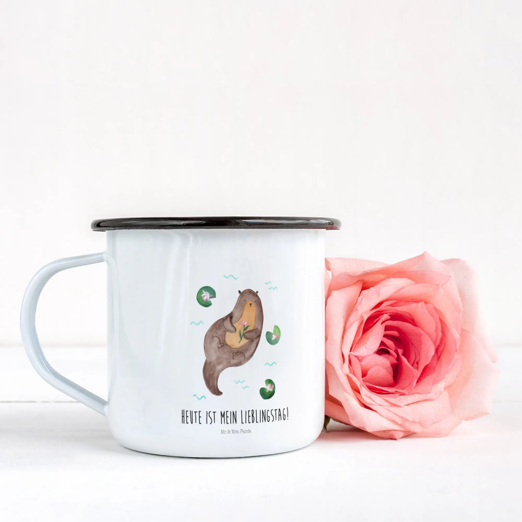 XL Emaille Tasse Otter mit Seerose XL Emaille Tasse, Metalltasse, Kaffeetasse, Tasse, Becher, Kaffeebecher, Camping, Campingbecher, Tassendruck, Metall-Tasse, Deko-Becher, emailliert, Outdoor Tasse, Trinkbecher, bruchsicher, Emaille-Optik, Motivtasse, Outdoor Kaffeetasse, Otter, Fischotter, Seeotter, Otter Seeotter See Otter