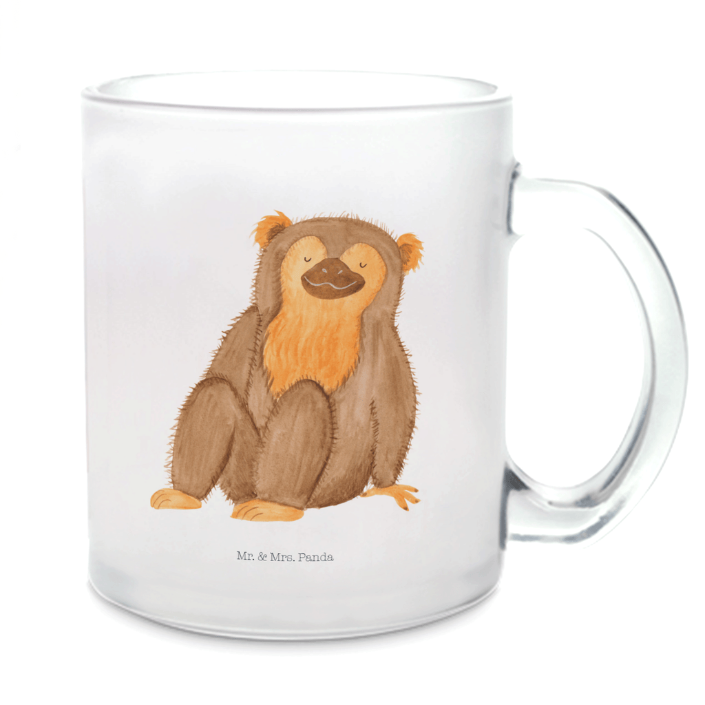 Teetasse Affe Teetasse, Teeglas, Teebecher, Tasse mit Henkel, Tasse, Glas Teetasse, Teetasse aus Glas, Afrika, Wildtiere, Affe, Äffchen, Affen, Selbstliebe, Respekt, Motivation, Selbstachtung, Liebe, Selbstbewusstsein, Selfcare