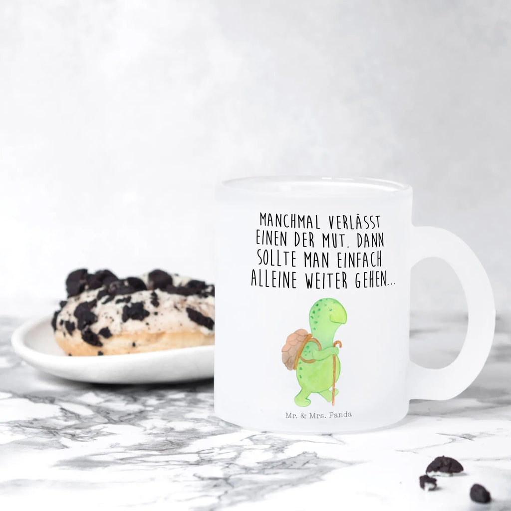 Teetasse Schildkröte Wanderer Teetasse, Teeglas, Teebecher, Tasse mit Henkel, Tasse, Glas Teetasse, Teetasse aus Glas, Schildkröte, Schildkröten, Motivation, Motivationsspruch, Motivationssprüche, Neuanfang