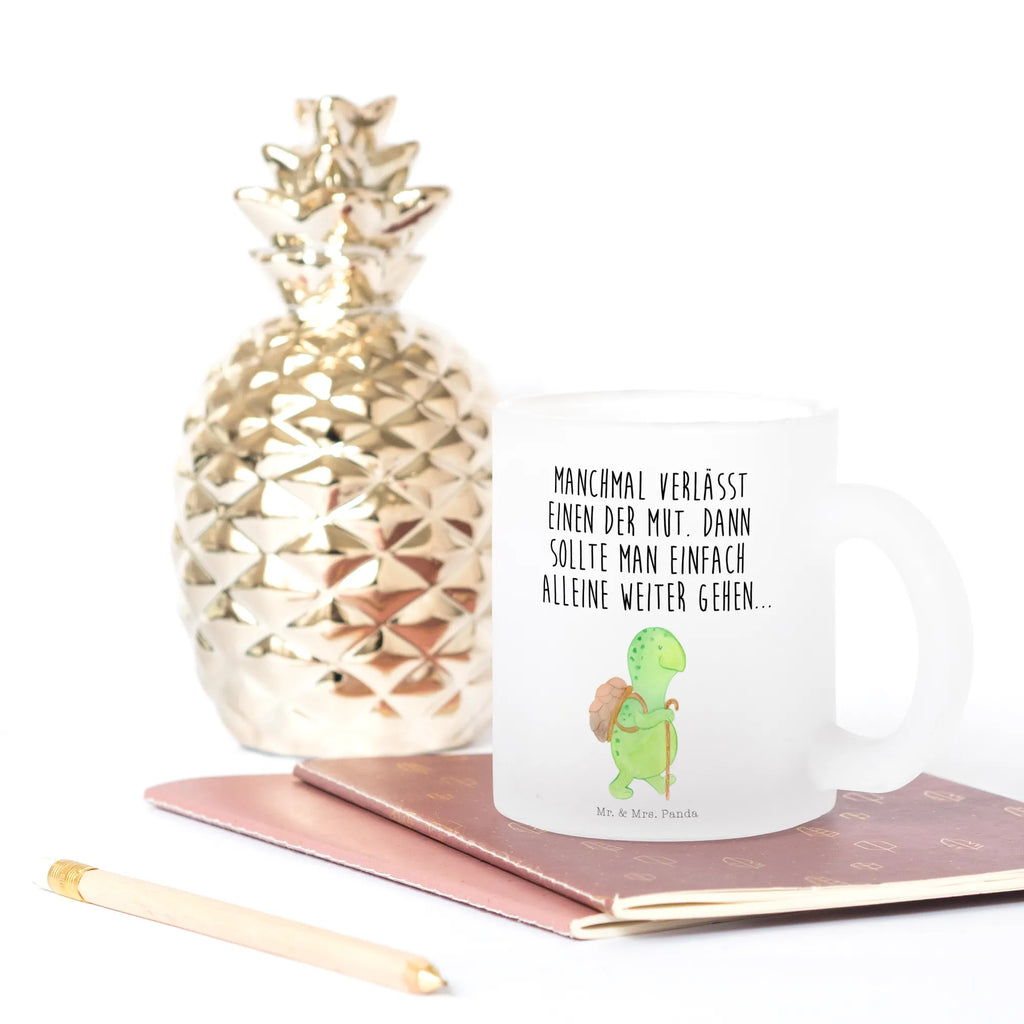 Teetasse Schildkröte Wanderer Teetasse, Teeglas, Teebecher, Tasse mit Henkel, Tasse, Glas Teetasse, Teetasse aus Glas, Schildkröte, Schildkröten, Motivation, Motivationsspruch, Motivationssprüche, Neuanfang