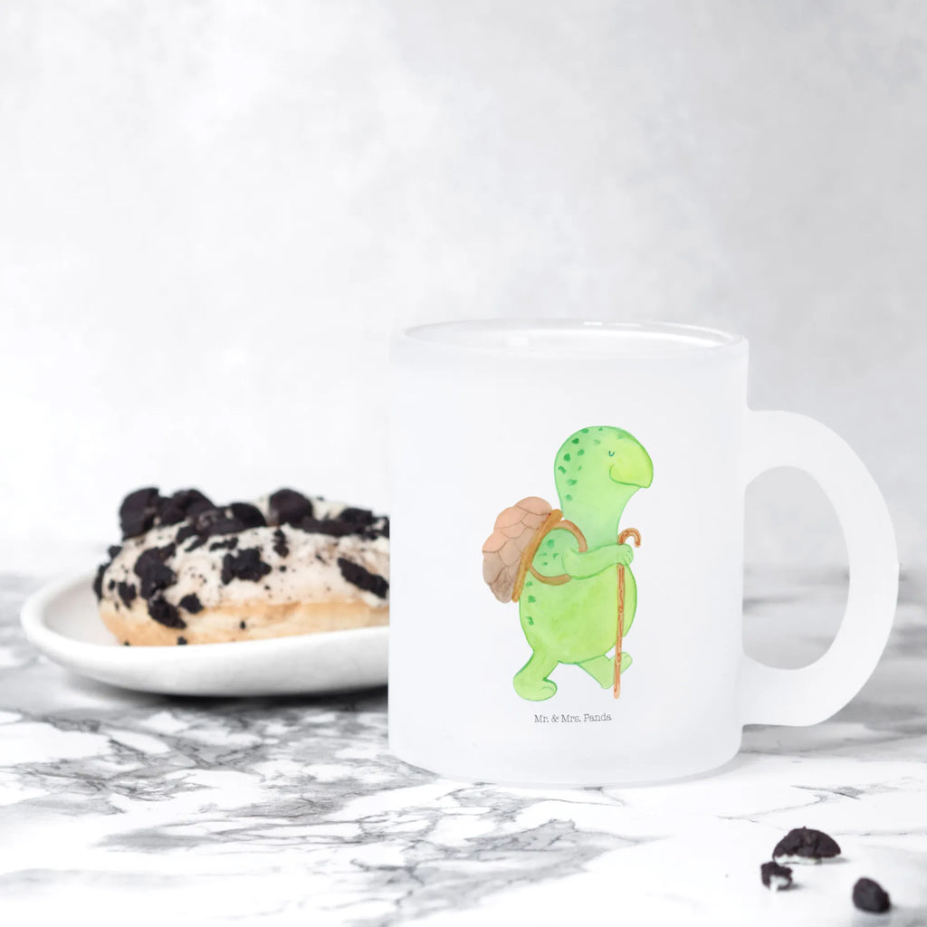 Teetasse Schildkröte Wanderer Teetasse, Teeglas, Teebecher, Tasse mit Henkel, Tasse, Glas Teetasse, Teetasse aus Glas, Schildkröte, Schildkröten, Motivation, Motivationsspruch, Motivationssprüche, Neuanfang