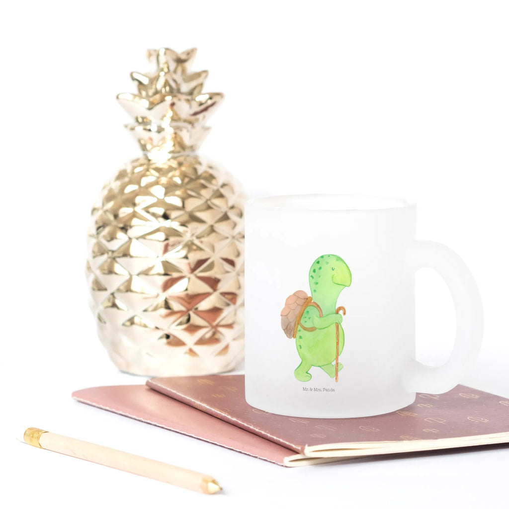 Teetasse Schildkröte Wanderer Teetasse, Teeglas, Teebecher, Tasse mit Henkel, Tasse, Glas Teetasse, Teetasse aus Glas, Schildkröte, Schildkröten, Motivation, Motivationsspruch, Motivationssprüche, Neuanfang