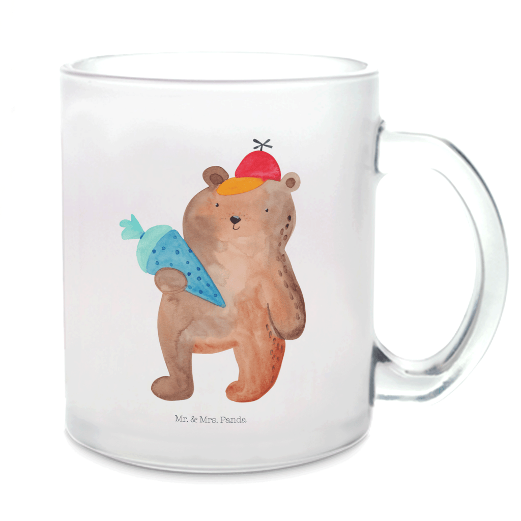 Teetasse Bär mit Schultüte Teetasse, Teeglas, Teebecher, Tasse mit Henkel, Tasse, Glas Teetasse, Teetasse aus Glas, Bär, Teddy, Teddybär, Bär Motiv, Schultüte, Erster Schultag Geschenk, Einschulung Geschenk, Schule Geschenk, Grundschule, Schulanfang, Schulbeginn