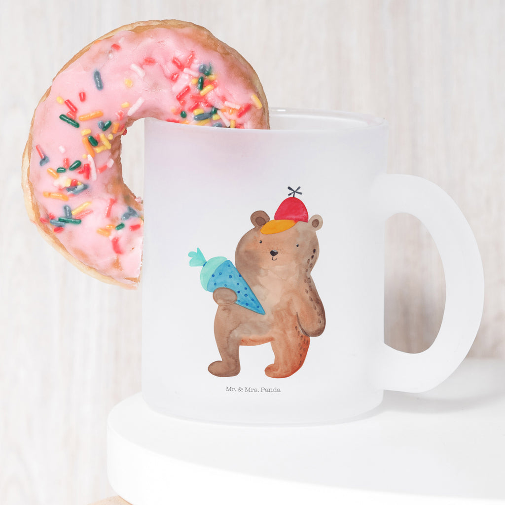 Teetasse Bär mit Schultüte Teetasse, Teeglas, Teebecher, Tasse mit Henkel, Tasse, Glas Teetasse, Teetasse aus Glas, Bär, Teddy, Teddybär, Bär Motiv, Schultüte, Erster Schultag Geschenk, Einschulung Geschenk, Schule Geschenk, Grundschule, Schulanfang, Schulbeginn