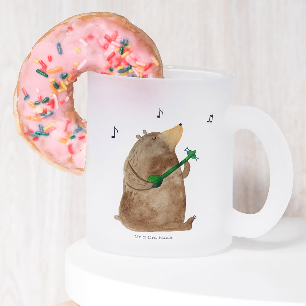 Teetasse Bär Gitarre Teetasse, Teeglas, Teebecher, Tasse mit Henkel, Tasse, Glas Teetasse, Teetasse aus Glas, Bär, Teddy, Teddybär