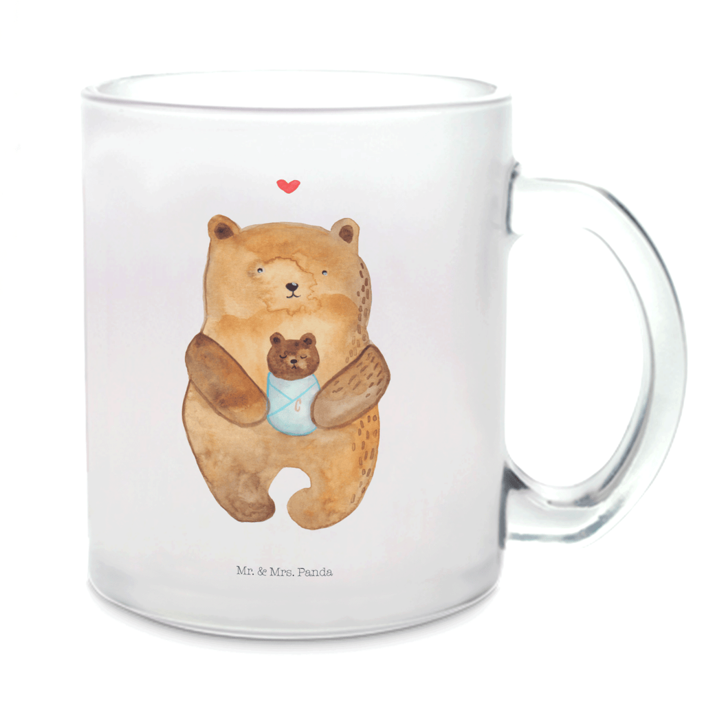 Teetasse Bär mit Baby Teetasse, Teeglas, Teebecher, Tasse mit Henkel, Tasse, Glas Teetasse, Teetasse aus Glas, Bär, Teddy, Teddybär, Eltern, Mutter, Baby, Taufe, Geburt, Nichte, Neffe, Enkel, Enkelin, Täufling, Geburtstag, Glückwunsch