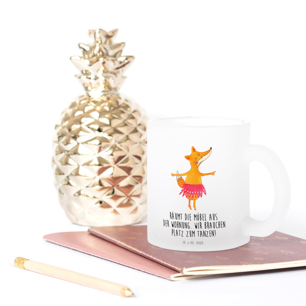 Teetasse Fuchs Ballerina Teetasse, Teeglas, Teebecher, Tasse mit Henkel, Tasse, Glas Teetasse, Teetasse aus Glas, Fuchs, Fuchs Spruch, Füchse, Füchsin, Ballerina, Ballett, Tänzerin, Tanzen, Party, Einladung, Geburtstag