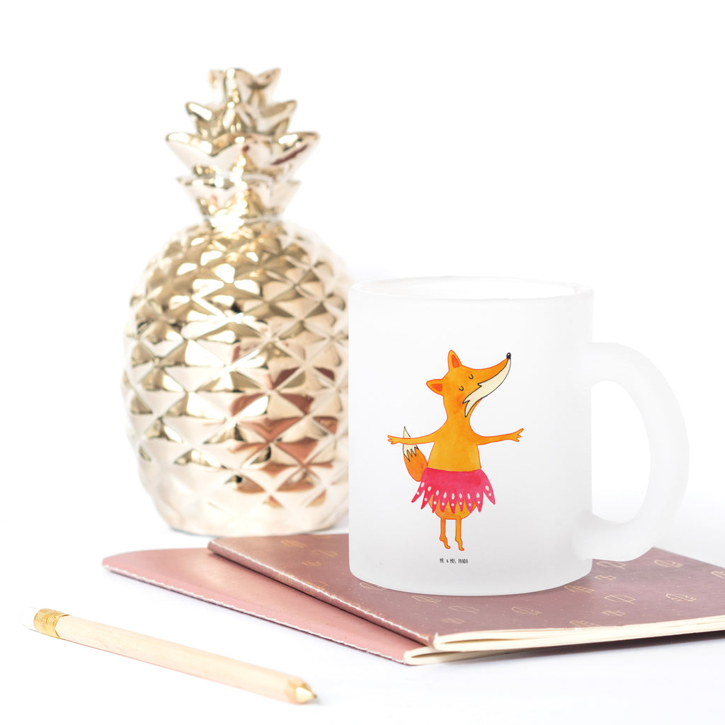 Teetasse Fuchs Ballerina Teetasse, Teeglas, Teebecher, Tasse mit Henkel, Tasse, Glas Teetasse, Teetasse aus Glas, Fuchs, Fuchs Spruch, Füchse, Füchsin, Ballerina, Ballett, Tänzerin, Tanzen, Party, Einladung, Geburtstag