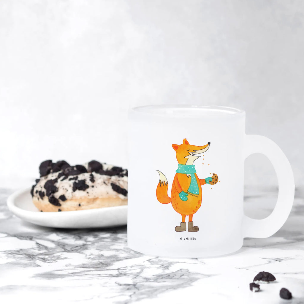 Teetasse Fuchs Keks Teetasse, Teeglas, Teebecher, Tasse mit Henkel, Tasse, Glas Teetasse, Teetasse aus Glas, Fuchs, Füchse, Backen Spruch, Kekse, Winter, Weihnachtszeit, Plätzchen, Liebe, Küche Deko