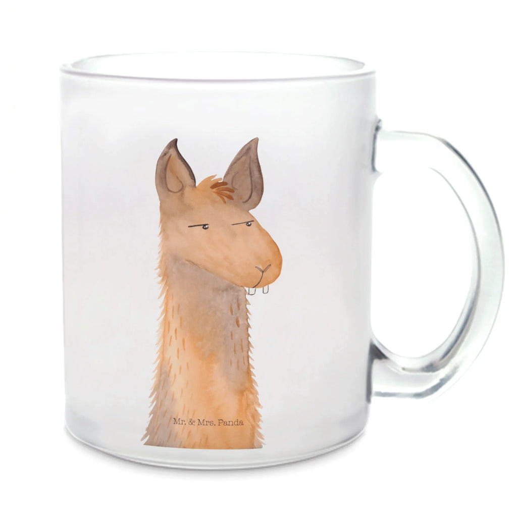 Teetasse Lamakopf genervt Teetasse, Teeglas, Teebecher, Tasse mit Henkel, Tasse, Glas Teetasse, Teetasse aus Glas, Lama, Alpaka, Lamas, Recht haben, genervt sein, Freundin, beste Freundin, Partnerin, Büro, Büroalltag, Chef, Chefin, Azubi