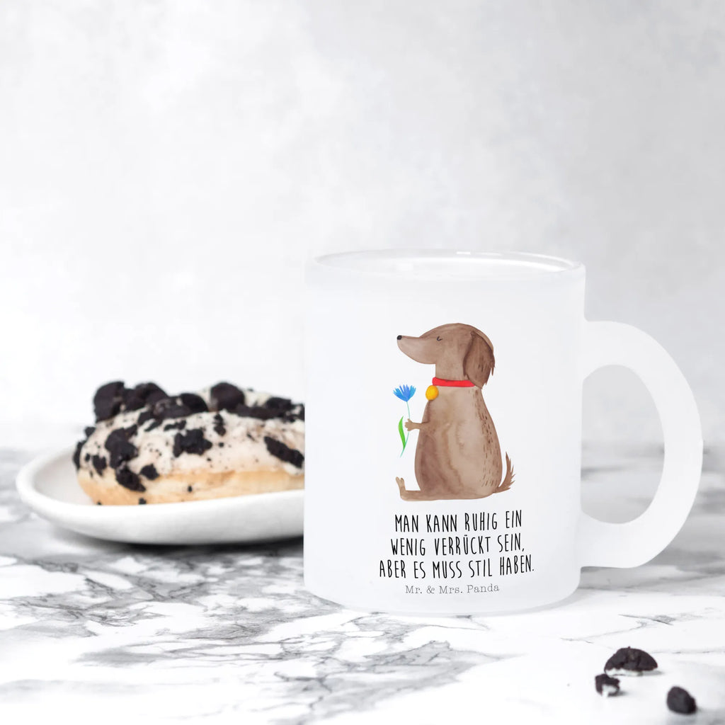 Teetasse Hund Blume Teetasse, Teeglas, Teebecher, Tasse mit Henkel, Tasse, Glas Teetasse, Teetasse aus Glas, Hund, Hundemotiv, Haustier, Hunderasse, Tierliebhaber, Hundebesitzer, Sprüche, Hunde, Frauchen, Hundeliebe