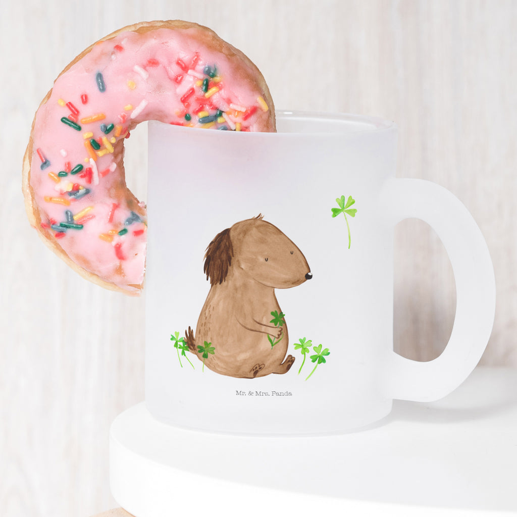 Teetasse Hund Kleeblatt Teetasse, Teeglas, Teebecher, Tasse mit Henkel, Tasse, Glas Teetasse, Teetasse aus Glas, Hund, Hundemotiv, Haustier, Hunderasse, Tierliebhaber, Hundebesitzer, Sprüche, Kleeblatt, Glück, Tagträume, Motivation, Neuanfang, Geschenk, Glücksbringer, Selbstliebe, Achtsamkeit