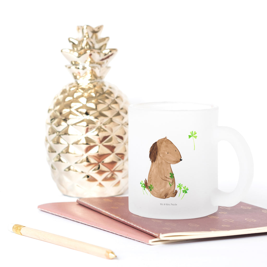 Teetasse Hund Kleeblatt Teetasse, Teeglas, Teebecher, Tasse mit Henkel, Tasse, Glas Teetasse, Teetasse aus Glas, Hund, Hundemotiv, Haustier, Hunderasse, Tierliebhaber, Hundebesitzer, Sprüche, Kleeblatt, Glück, Tagträume, Motivation, Neuanfang, Geschenk, Glücksbringer, Selbstliebe, Achtsamkeit