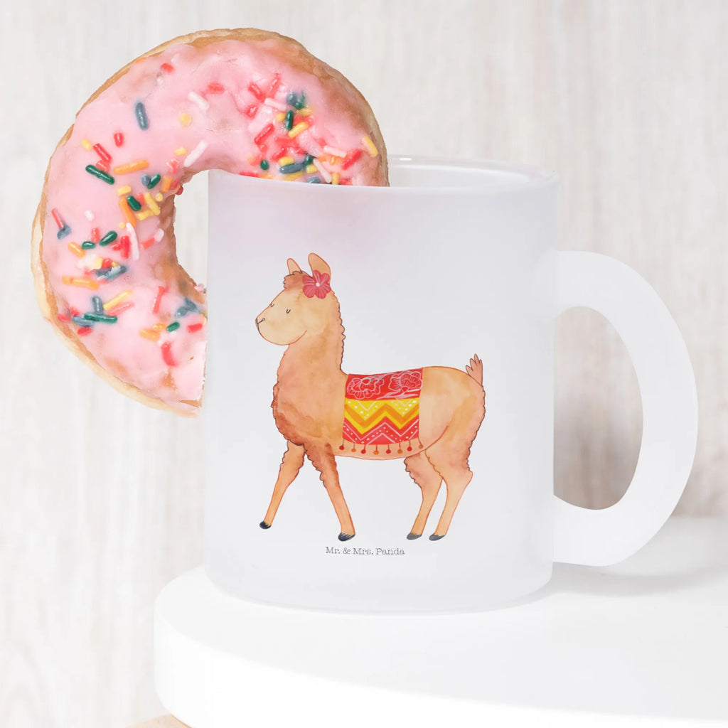 Teetasse Alpaka stolz Teetasse, Teeglas, Teebecher, Tasse mit Henkel, Tasse, Glas Teetasse, Teetasse aus Glas, Alpaka, Lama