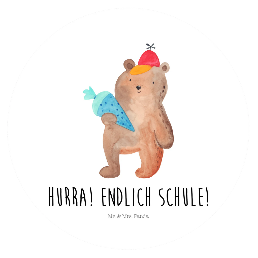 Rund Aufkleber Bär mit Schultüte Sticker, Aufkleber, Etikett, Bär, Teddy, Teddybär, Bär Motiv, Schultüte, Erster Schultag Geschenk, Einschulung Geschenk, Schule Geschenk, Grundschule, Schulanfang, Schulbeginn