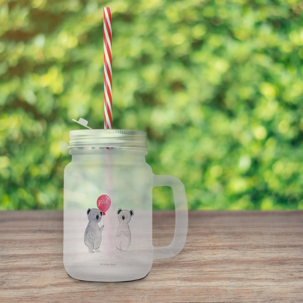 Trinkglas Mason Jar Koala Luftballon Mason Jar, Glas, Trinkglas, Henkelglas, Sommerglas, Einmachglas, Cocktailglas, Cocktail-Glas, Mason Jar Trinkglas, Satiniertes Glas, Retro-Glas, Strohhalm Glas, Schraubdeckel Glas, Sommerparty Einrichtung, Koala, Koalabär, Luftballon, Party, Geburtstag, Geschenk