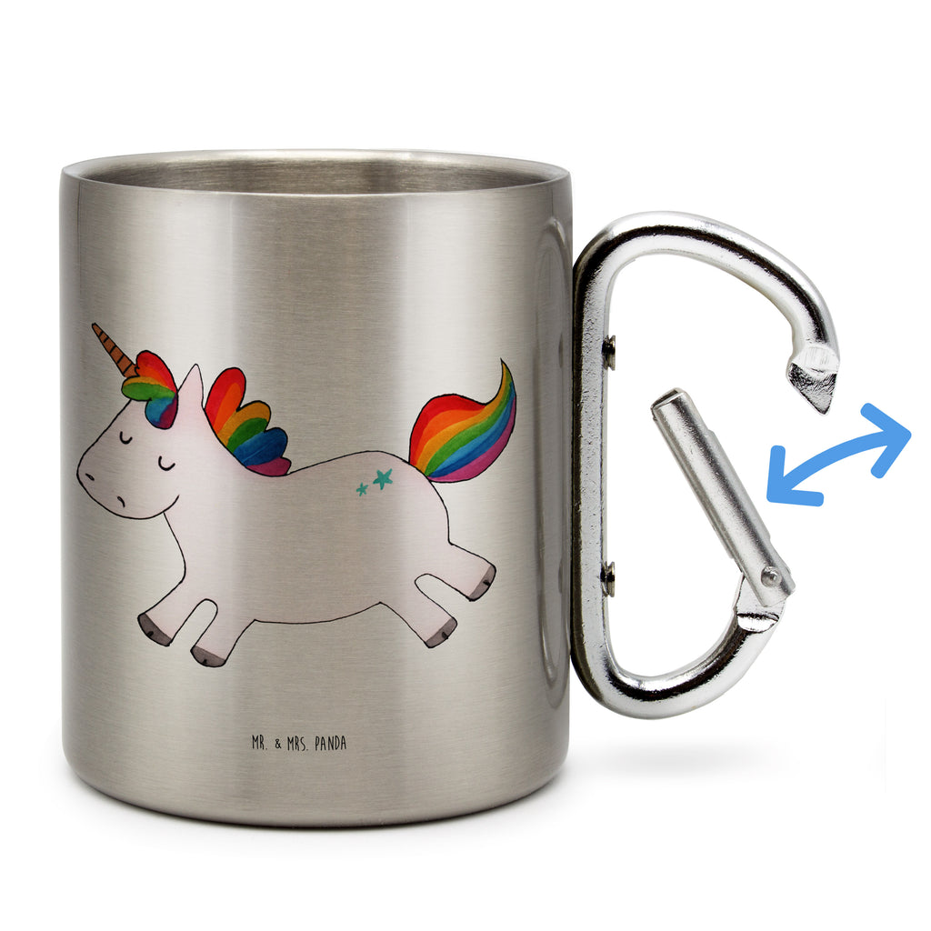 Edelstahlbecher Einhorn Happy Edelstahltasse, Karabiner, Edelstahlbecher, Outdoor, Camping, Tasse, Becher, Einhorn, Einhörner, Einhorn Deko, Pegasus, Unicorn, glücklich, fröhlich, Spaß, Freude, Lebensfreude, witzig, spannend, Lächeln, Lachen