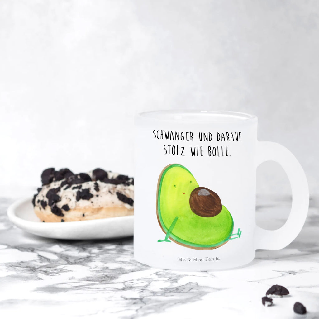 Teetasse Avocado schwanger Teetasse, Teeglas, Teebecher, Tasse mit Henkel, Tasse, Glas Teetasse, Teetasse aus Glas, Avocado, Veggie, Vegan, Gesund, schwanger, Schwangerschaft, Babyparty, Babyshower