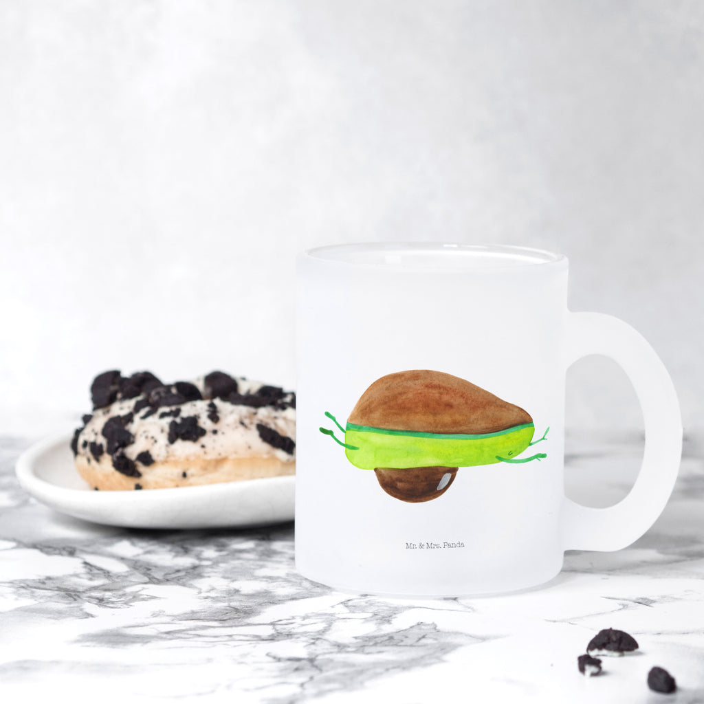 Teetasse Avocado Yoga Teetasse, Teeglas, Teebecher, Tasse mit Henkel, Tasse, Glas Teetasse, Teetasse aus Glas, Avocado, Veggie, Vegan, Gesund, Avocado Yoga Vegan