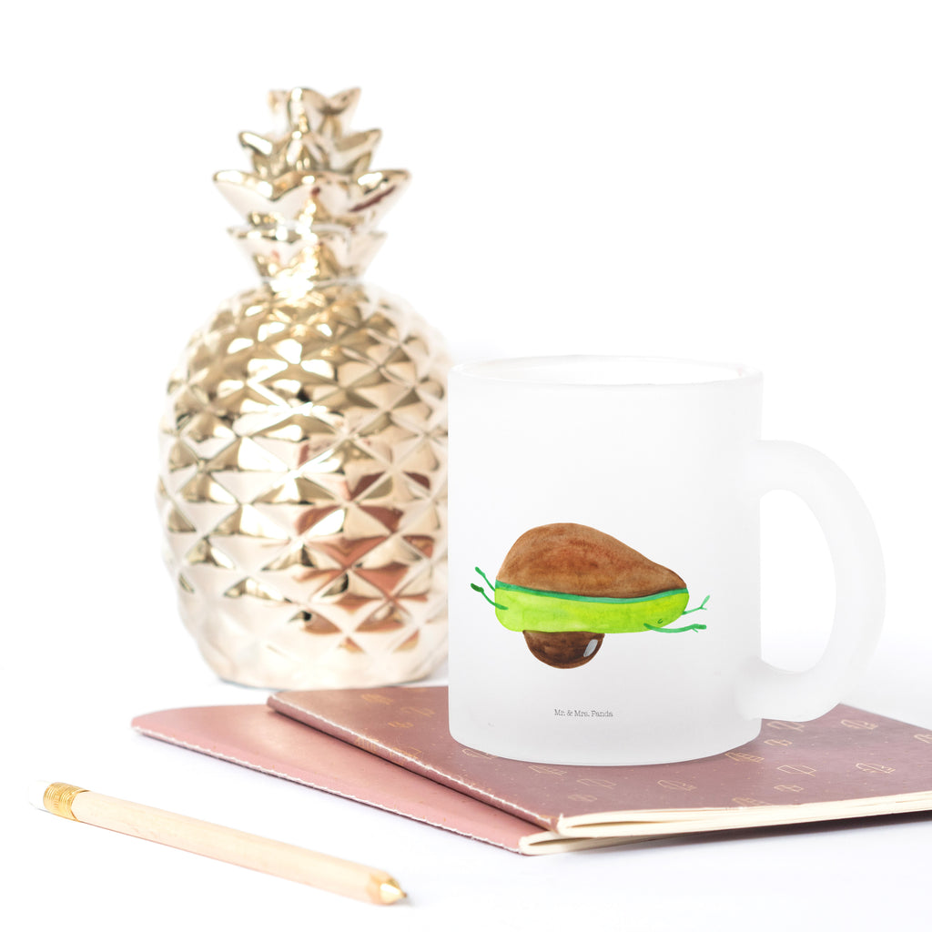 Teetasse Avocado Yoga Teetasse, Teeglas, Teebecher, Tasse mit Henkel, Tasse, Glas Teetasse, Teetasse aus Glas, Avocado, Veggie, Vegan, Gesund, Avocado Yoga Vegan