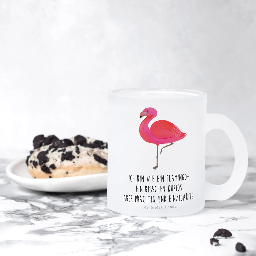 Teetasse Flamingo classic Teetasse, Teeglas, Teebecher, Tasse mit Henkel, Tasse, Glas Teetasse, Teetasse aus Glas, Flamingo, Einzigartig, Selbstliebe, Stolz, ich, für mich, Spruch, Freundin, Freundinnen, Außenseiter, Sohn, Tochter, Geschwister