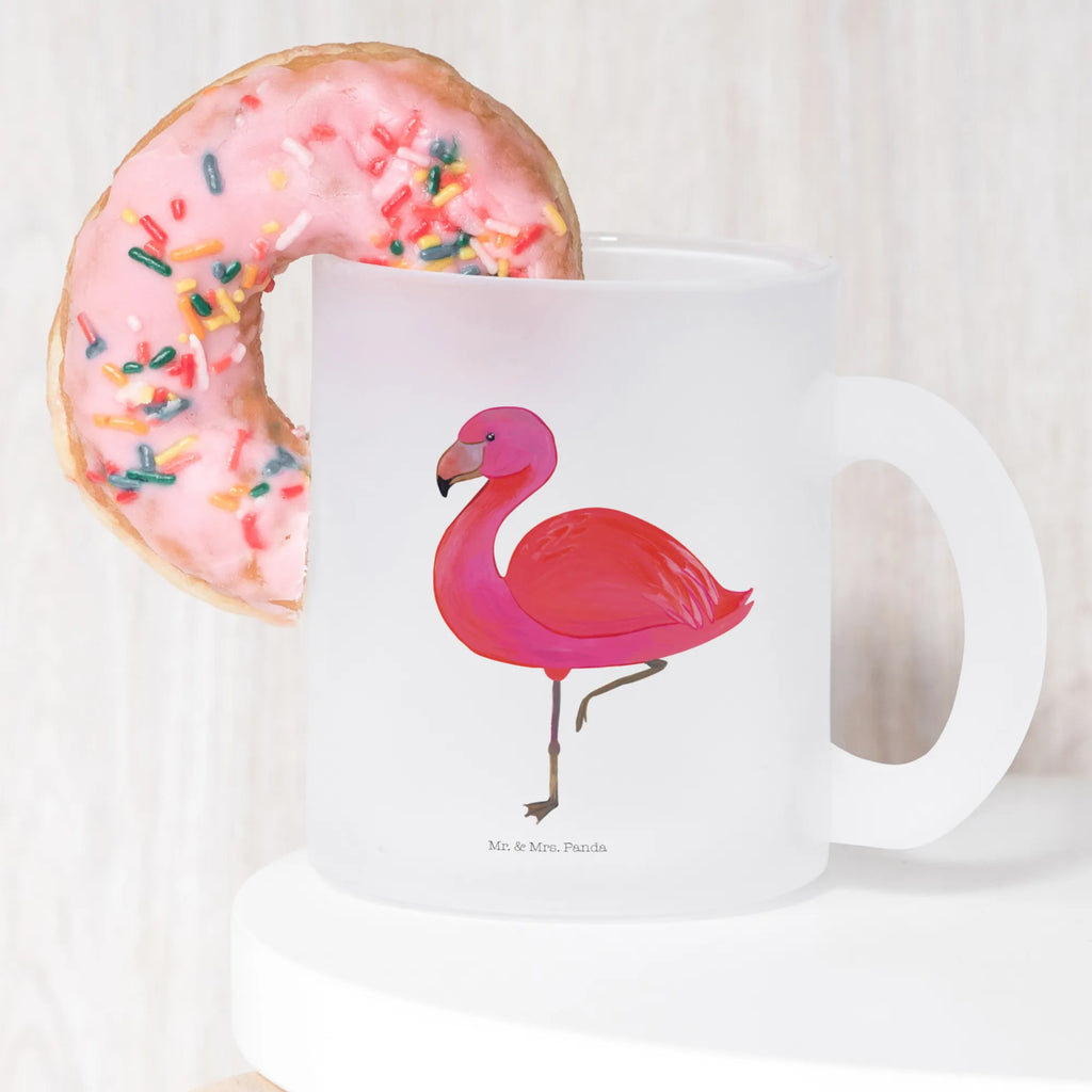 Teetasse Flamingo classic Teetasse, Teeglas, Teebecher, Tasse mit Henkel, Tasse, Glas Teetasse, Teetasse aus Glas, Flamingo, Einzigartig, Selbstliebe, Stolz, ich, für mich, Spruch, Freundin, Freundinnen, Außenseiter, Sohn, Tochter, Geschwister