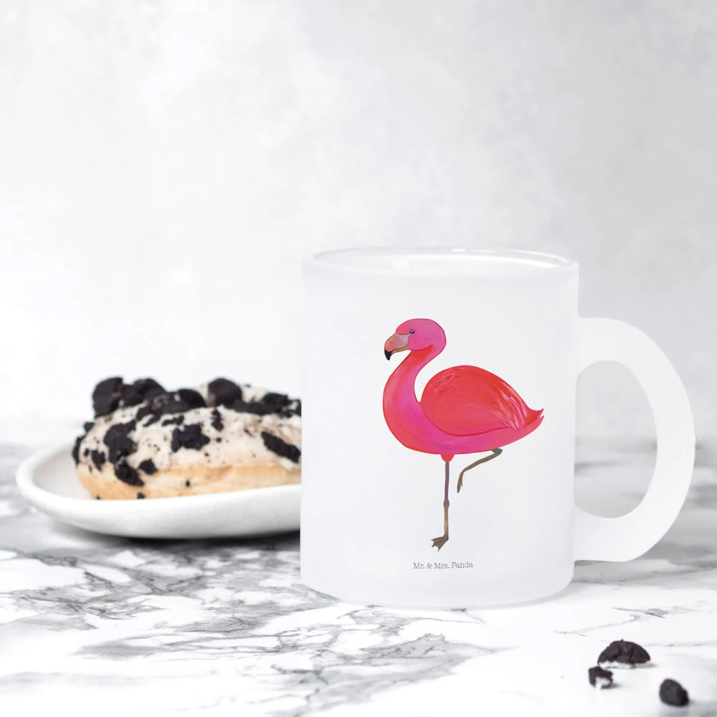 Teetasse Flamingo classic Teetasse, Teeglas, Teebecher, Tasse mit Henkel, Tasse, Glas Teetasse, Teetasse aus Glas, Flamingo, Einzigartig, Selbstliebe, Stolz, ich, für mich, Spruch, Freundin, Freundinnen, Außenseiter, Sohn, Tochter, Geschwister