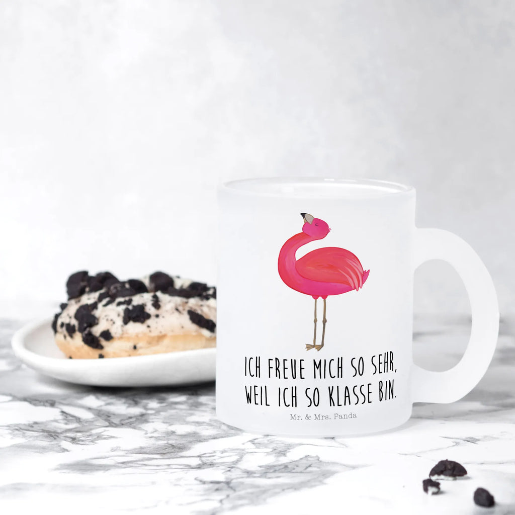 Teetasse Flamingo stolz Teetasse, Teeglas, Teebecher, Tasse mit Henkel, Tasse, Glas Teetasse, Teetasse aus Glas, Flamingo, stolz, Freude, Selbstliebe, Selbstakzeptanz, Freundin, beste Freundin, Tochter, Mama, Schwester