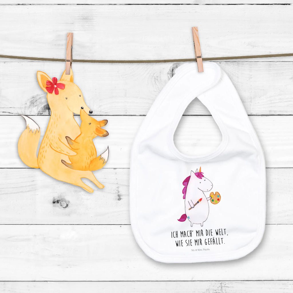 Organic Babylätzchen Einhorn Künstler Baby, Lätzchen, Spucktuch, Sabberlätzchen, Klettlätzchen, Babygeschenk, Baby Lätzchen, Geschenk für Geburt, Geschenk zur Geburt, Baby Spucktuch, Babyausstattung, Geschenkidee für Babyparty, Einhorn, Einhörner, Einhorn Deko, Unicorn, Englisch, Künstler, Artist, Malen, Zeichnen, Welt, Farbe, Stift, Pinsel, Geschenk, Maler