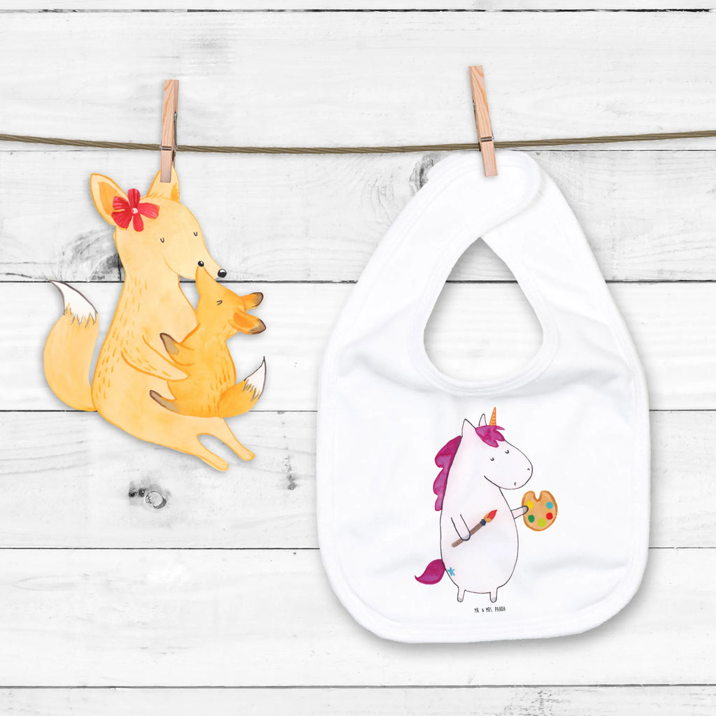 Organic Babylätzchen Einhorn Künstler Baby, Lätzchen, Spucktuch, Sabberlätzchen, Klettlätzchen, Babygeschenk, Baby Lätzchen, Geschenk für Geburt, Geschenk zur Geburt, Baby Spucktuch, Babyausstattung, Geschenkidee für Babyparty, Einhorn, Einhörner, Einhorn Deko, Unicorn, Englisch, Künstler, Artist, Malen, Zeichnen, Welt, Farbe, Stift, Pinsel, Geschenk, Maler