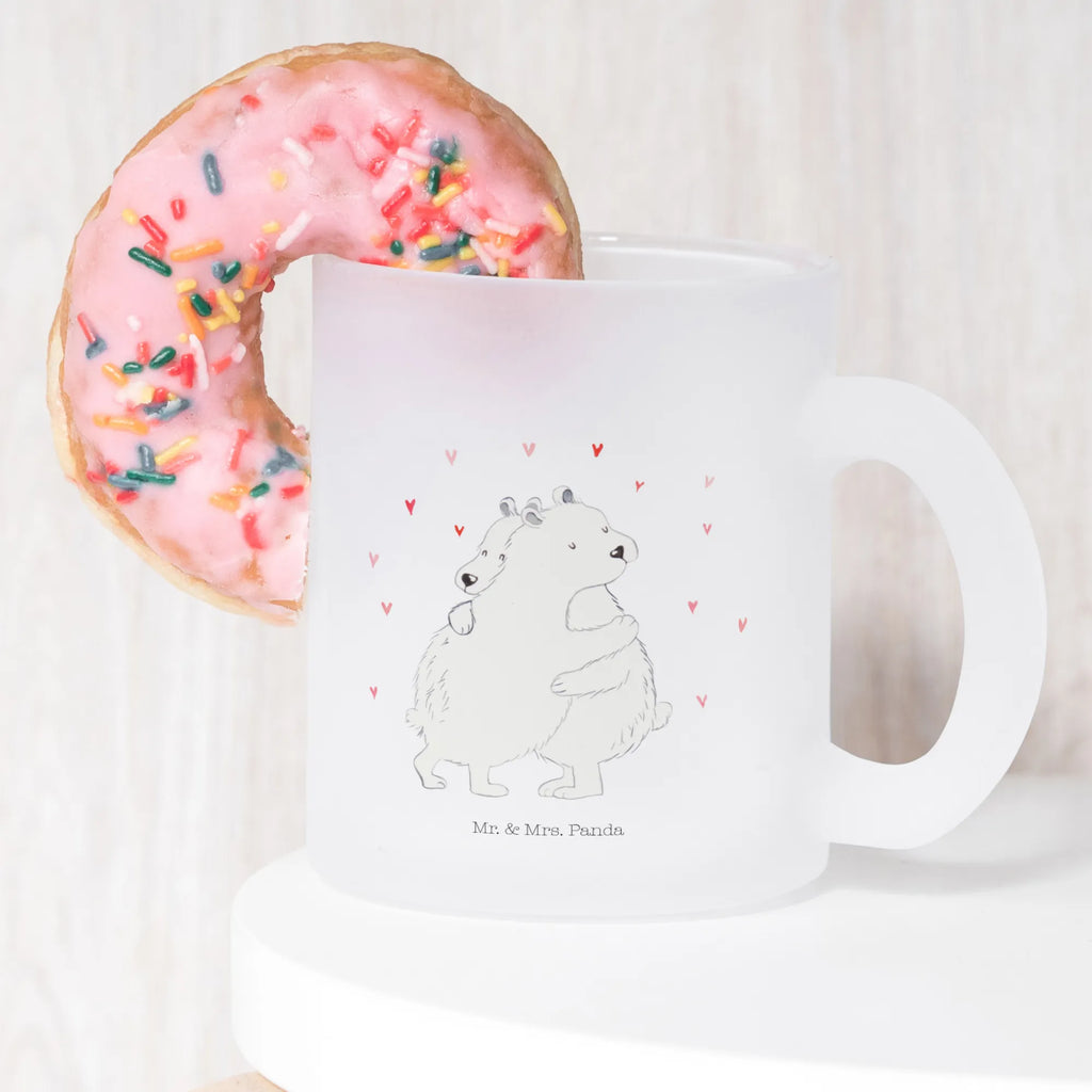 Teetasse Eisbär Umarmen Teetasse, Teeglas, Teebecher, Tasse mit Henkel, Tasse, Glas Teetasse, Teetasse aus Glas, Tiermotive, Gute Laune, lustige Sprüche, Tiere