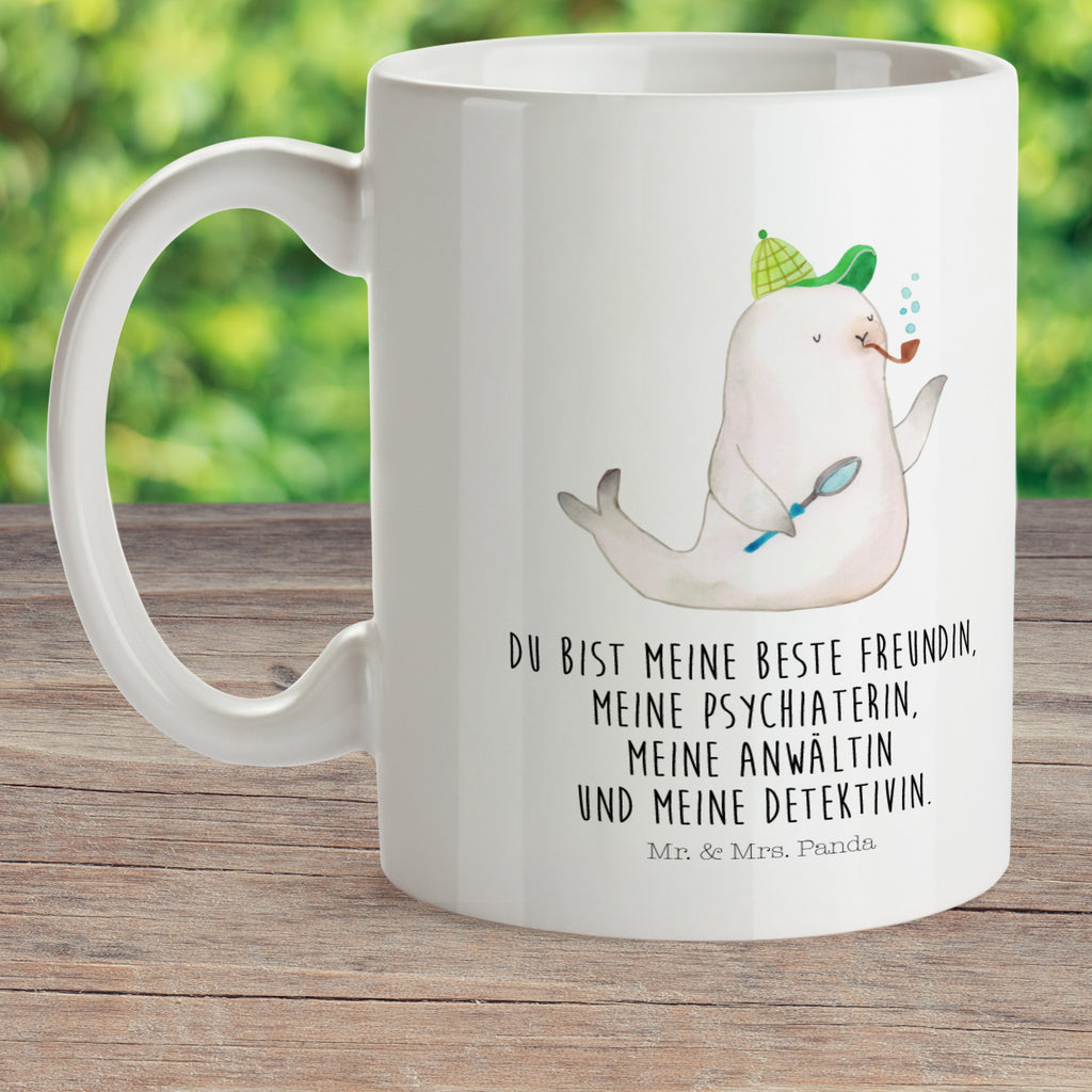 Kindertasse Robbe Sherlock Kindertasse, Kinder Tasse, Kunststoff Tasse, Kindergarten Tasse, Trinkbecher, Camping Becher, Kaffeetasse, Kunststoffbecher, Kindergartenbecher, Outdoorgeschirr, Kunststoffgeschirr, Reisebecher, Reisetasse, Kinderbecher, Bruchfeste Tasse, Bruchsichere Tasse, Plastik Tasse, Plastiktasse, Tiermotive, Gute Laune, lustige Sprüche, Tiere