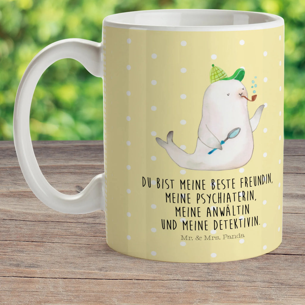 Kindertasse Robbe Sherlock Kindertasse, Kinder Tasse, Kunststoff Tasse, Kindergarten Tasse, Trinkbecher, Camping Becher, Kaffeetasse, Kunststoffbecher, Kindergartenbecher, Outdoorgeschirr, Kunststoffgeschirr, Reisebecher, Reisetasse, Kinderbecher, Bruchfeste Tasse, Bruchsichere Tasse, Plastik Tasse, Plastiktasse, Tiermotive, Gute Laune, lustige Sprüche, Tiere