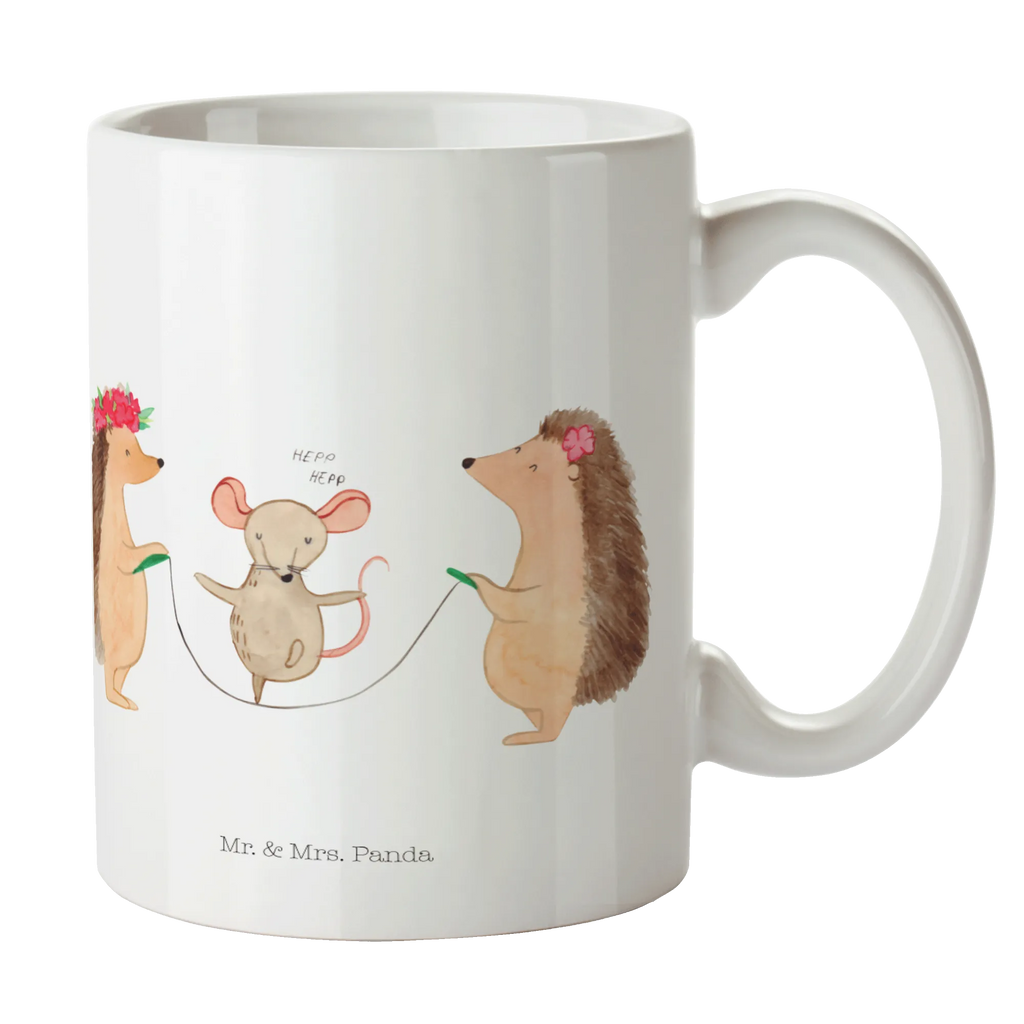 Tasse Igel Seilhüpfen Tasse, Kaffeetasse, Teetasse, Becher, Kaffeebecher, Teebecher, Keramiktasse, Porzellantasse, Büro Tasse, Geschenk Tasse, Tasse Sprüche, Tasse Motive, Kaffeetassen, Tasse bedrucken, Designer Tasse, Cappuccino Tassen, Schöne Teetassen, Tiermotive, Gute Laune, lustige Sprüche, Tiere, Igel, Maus, Seilspringen, Seilhüpfen, Kinder, Kindergarten