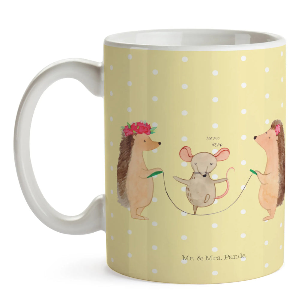 Tasse Igel Seilhüpfen Tasse, Kaffeetasse, Teetasse, Becher, Kaffeebecher, Teebecher, Keramiktasse, Porzellantasse, Büro Tasse, Geschenk Tasse, Tasse Sprüche, Tasse Motive, Kaffeetassen, Tasse bedrucken, Designer Tasse, Cappuccino Tassen, Schöne Teetassen, Tiermotive, Gute Laune, lustige Sprüche, Tiere, Igel, Maus, Seilspringen, Seilhüpfen, Kinder, Kindergarten