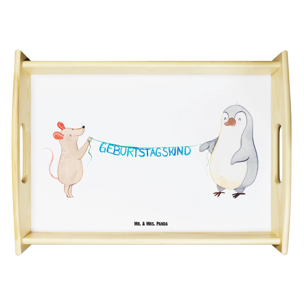 Serviertablett Maus Pinguin Geburtstag Serviertablett, Tablett, Holztablett, Küchentablett, Dekotablett, Frühstückstablett, Geburtstag, Geburtstagsgeschenk, Geschenk, Maus, Pinguin, Geburtstage, Happy Birthday, Geburtstagsfeier