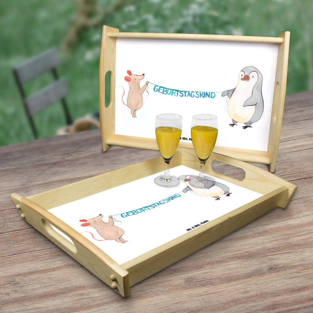 Serviertablett Maus Pinguin Geburtstag Serviertablett, Tablett, Holztablett, Küchentablett, Dekotablett, Frühstückstablett, Geburtstag, Geburtstagsgeschenk, Geschenk, Maus, Pinguin, Geburtstage, Happy Birthday, Geburtstagsfeier