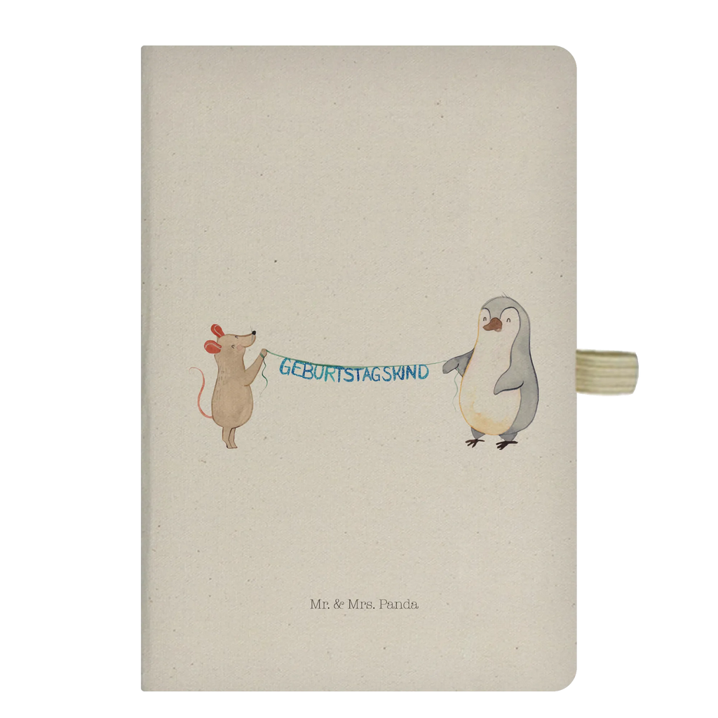 Baumwoll Notizbuch Maus Pinguin Geburtstag Notizen, Eintragebuch, Tagebuch, Notizblock, Adressbuch, Journal, Kladde, Skizzenbuch, Notizheft, Schreibbuch, Schreibheft, Geburtstag, Geburtstagsgeschenk, Geschenk, Maus, Pinguin, Geburtstage, Happy Birthday, Geburtstagsfeier