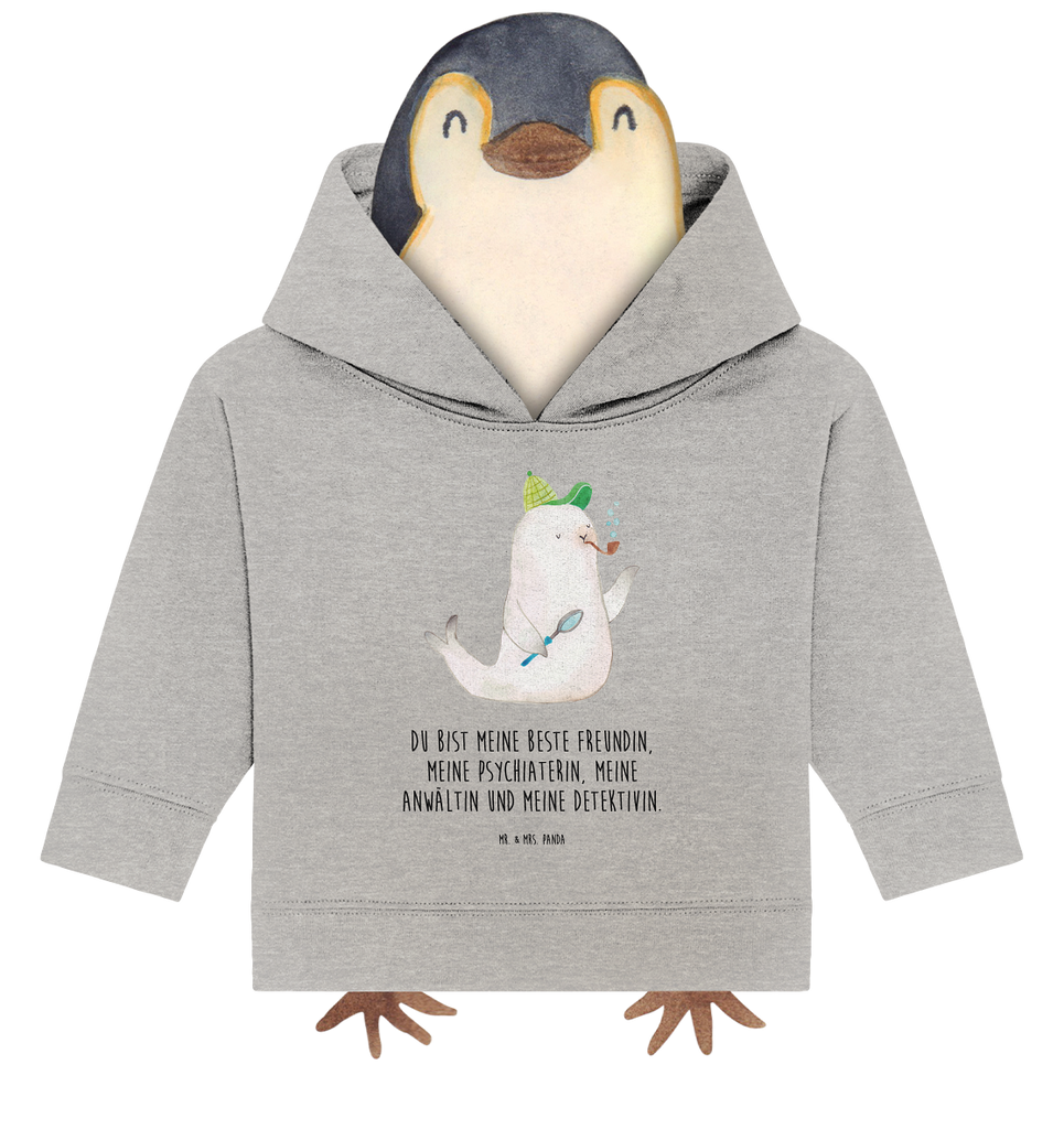 Organic Baby Hoodie Robbe Sherlock Baby Kapuzenshirt, Baby Kapuzensweatshirt, Baby Hoodie, Baby Pullover, Tiermotive, Gute Laune, lustige Sprüche, Tiere