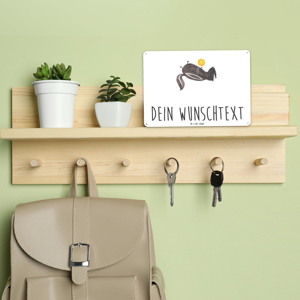 Personalisiertes Blechschild Stinktier Ball Blechschild, Metallschild, Geschenk Schild, Schild, Magnet-Metall-Schild, Deko Schild, Wandschild, Wand-Dekoration, Türschild, Stinktier, Skunk, Wildtier, Raubtier, Stinker, Stinki, verspielt, Weisheit