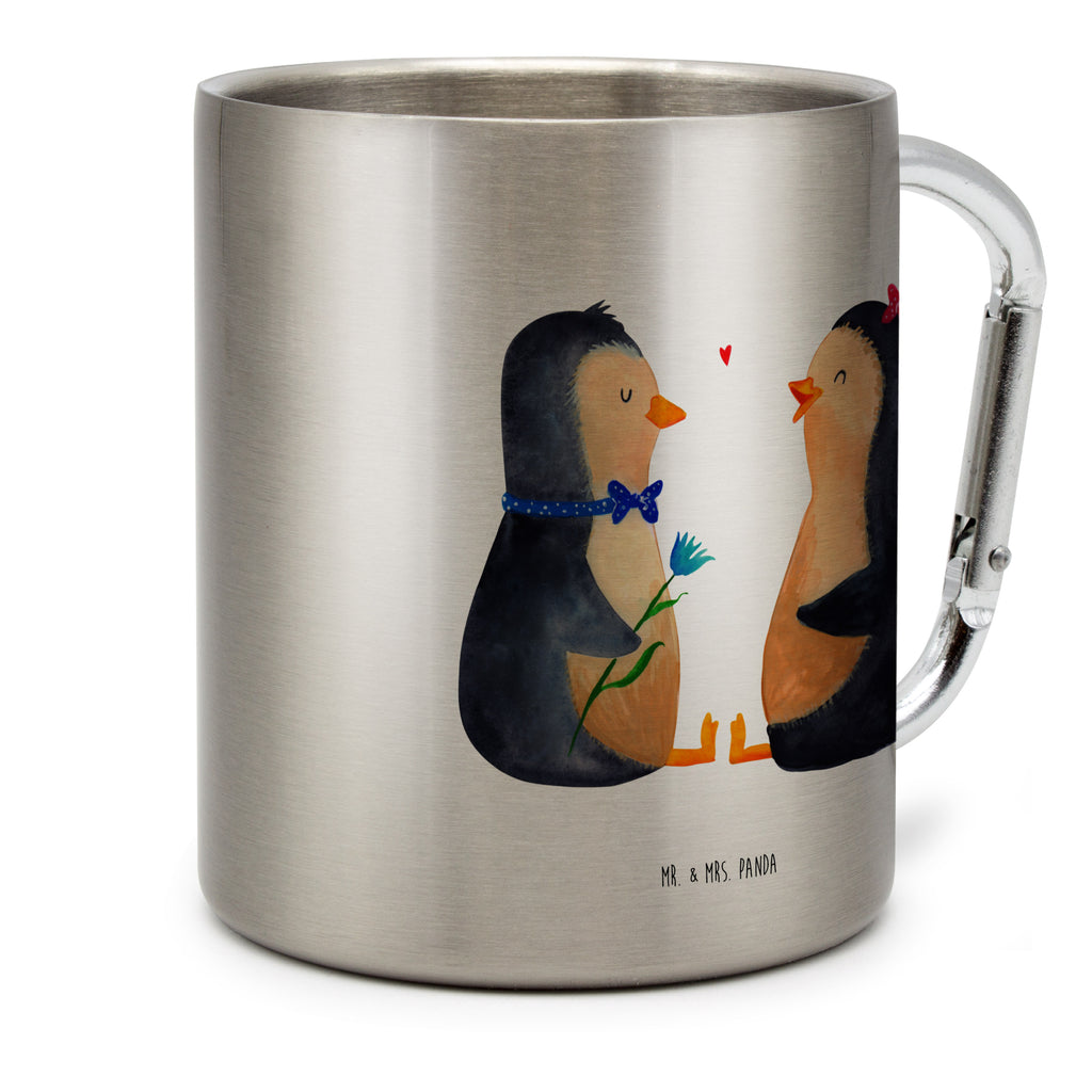 Edelstahlbecher Pinguin Pärchen Edelstahltasse, Karabiner, Edelstahlbecher, Outdoor, Camping, Tasse, Becher, Pinguin, Pinguine, Liebe, Liebespaar, Liebesbeweis, Liebesgeschenk, Verlobung, Jahrestag, Hochzeitstag, Hochzeit, Hochzeitsgeschenk, große Liebe, Traumpaar