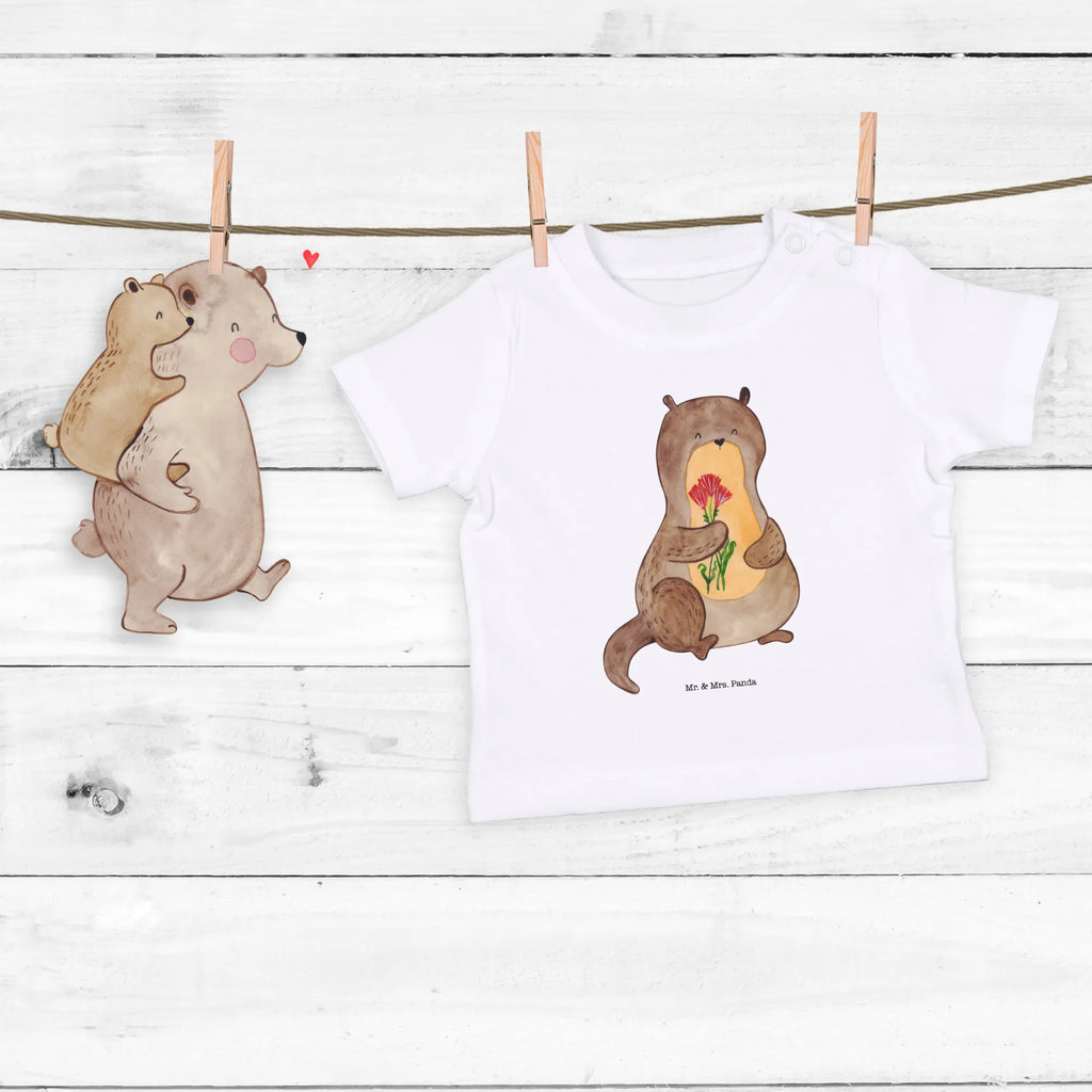 Organic Baby Shirt Otter Blumenstrauß Baby T-Shirt, Jungen Baby T-Shirt, Mädchen Baby T-Shirt, Shirt, Otter, Fischotter, Seeotter, Otter Seeotter See Otter