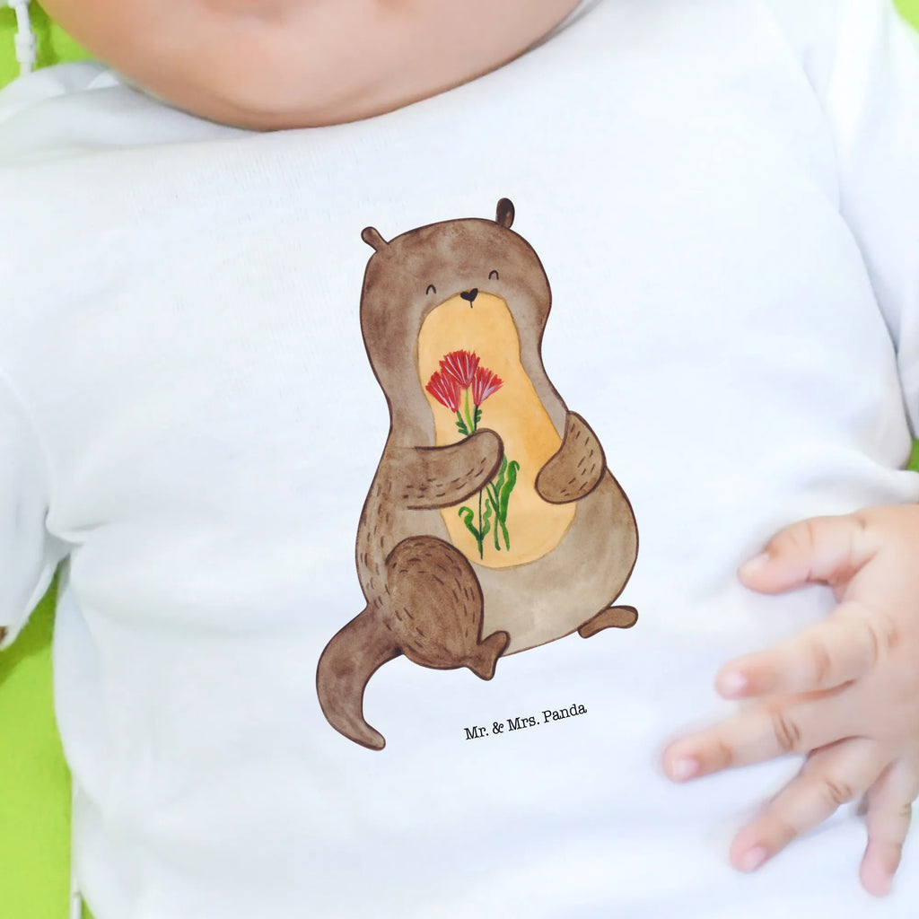 Organic Baby Shirt Otter Blumenstrauß Baby T-Shirt, Jungen Baby T-Shirt, Mädchen Baby T-Shirt, Shirt, Otter, Fischotter, Seeotter, Otter Seeotter See Otter